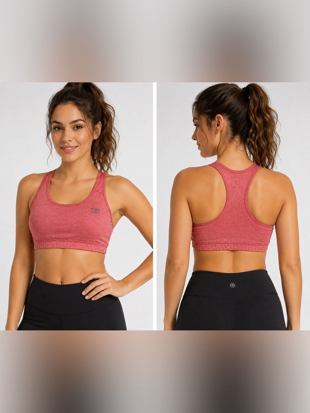 Umbro Sports Bra Womens Large Pink Heather Racerback Athletic Workout Active